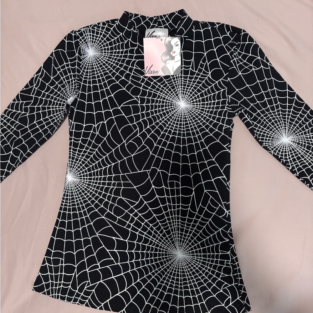 Vixen Micheline Pitt Spider Web Print Women's Top